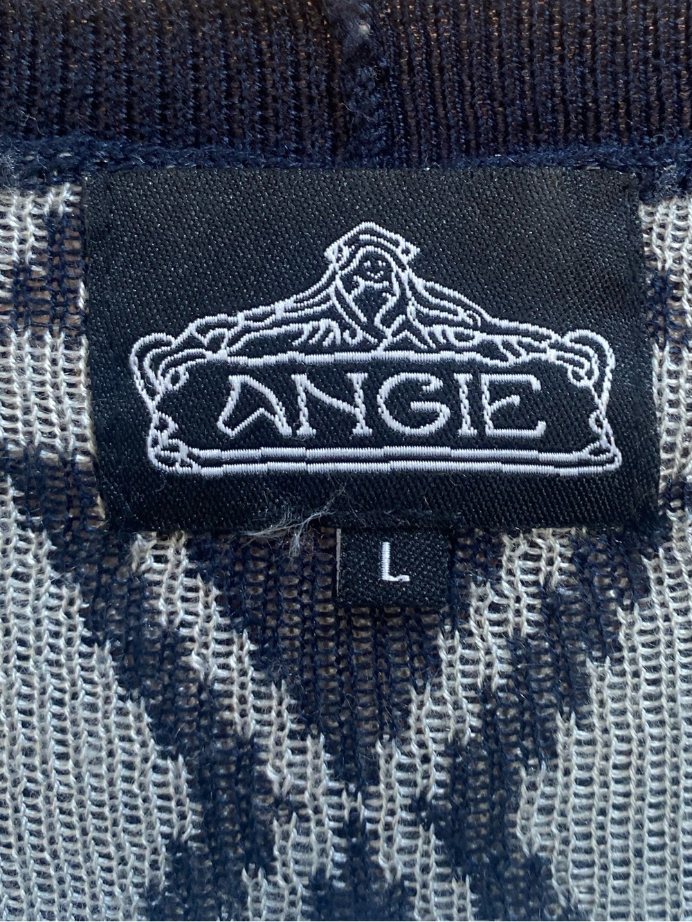 Angie Black & Rust Geometric Ruffled Front Knit Cardigan - Picture 3 of 6